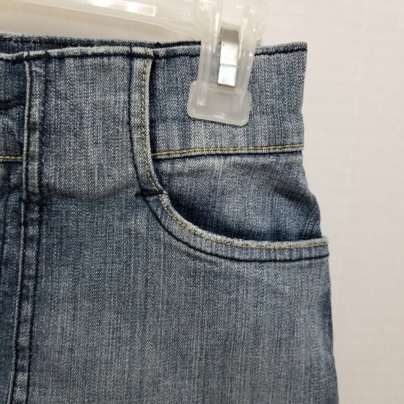 Hydraulic skirt 1/2 pleated denim jean mini frayed raw fringe hem distressed Y2K - Picture 4 of 13